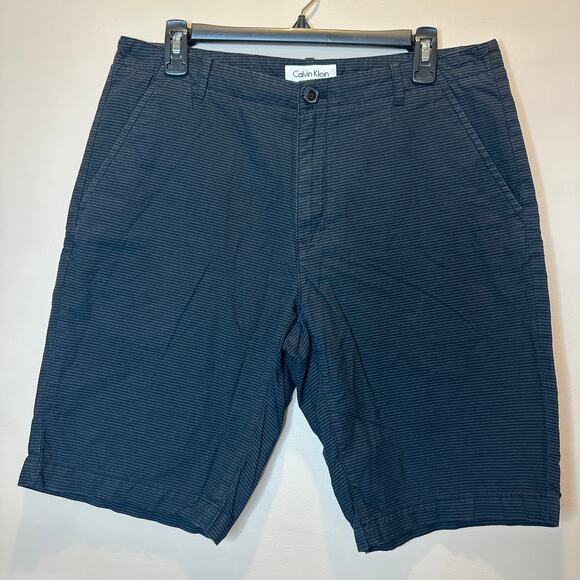 Calvin Klein Other - Calvin Klein Navy Blue & Black Striped Cotton Bermuda Shorts Mens Size W32/L11